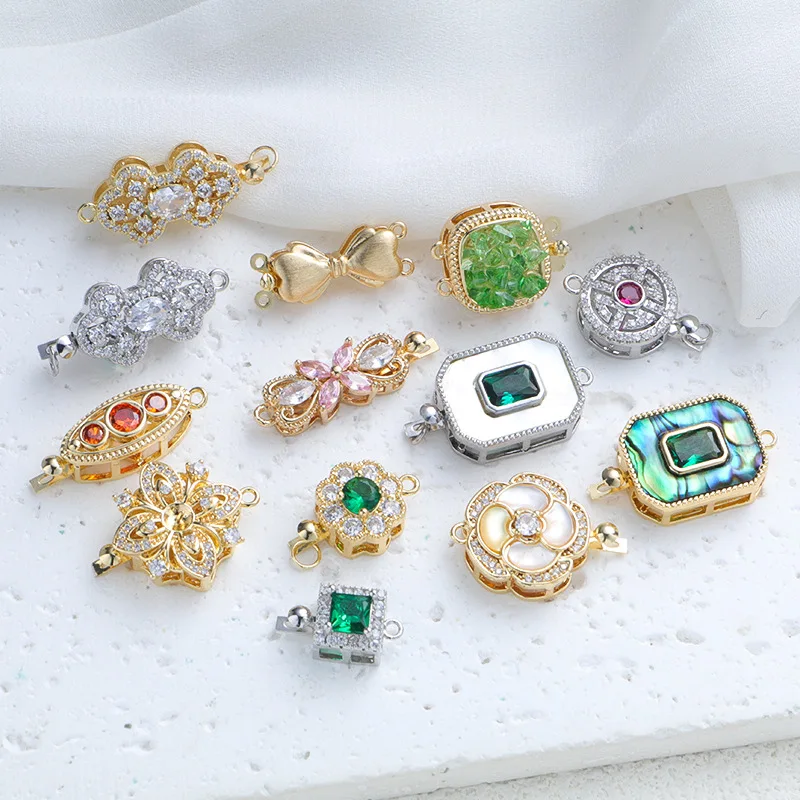 

1 Piece of High Quality Inlaid Large Zircon Universal Buckle Diy Beaded Pearl Necklace Jewelry Accessories Materials Wholesale