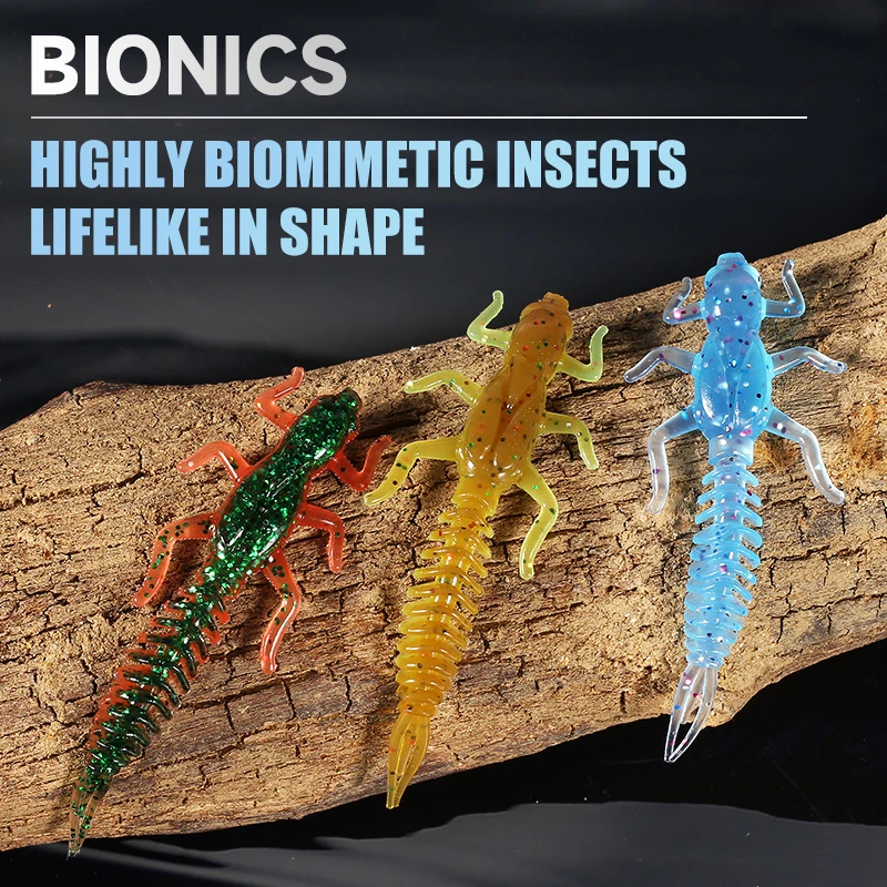 2019New Reach Soft Lures  Soft Plastic Lures Larva  6cm/5cm Floating Freshwater Swimbaits Silicone Soft Bait Worm For Fishing
