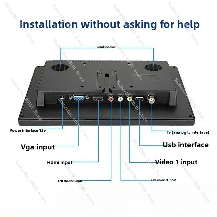 

10,1-дюймовый монитор высокой четкости с HDMI, IPS-дисплей, автомобильный монитор, монитор безопасности, дополнительный экран для компьютера с VGA-входом