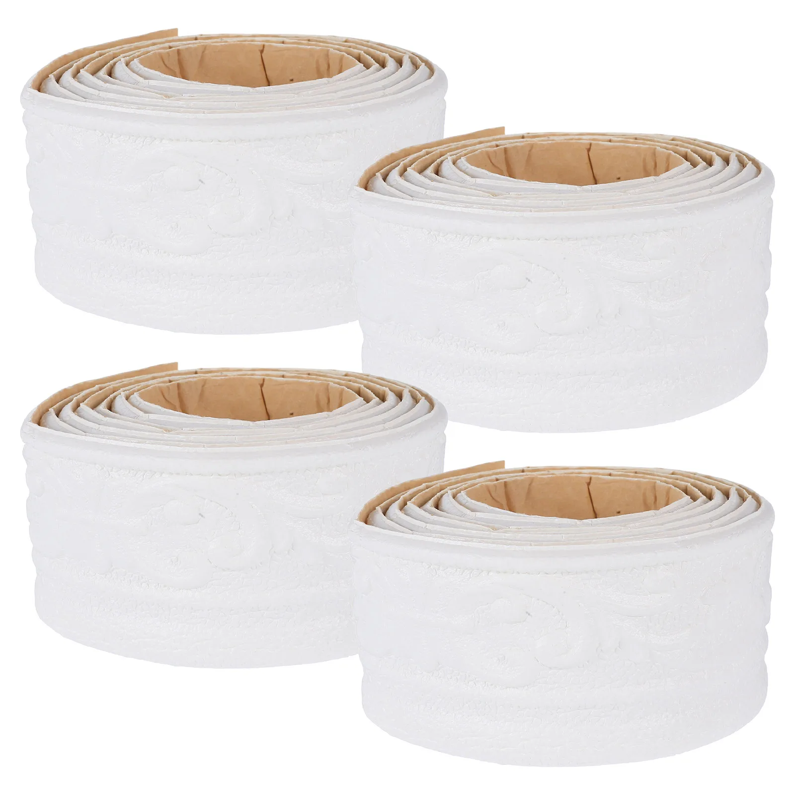 

4pcs Wide Self Adhesive Wall Decorative Trim Moldings 3d Background Strip 2 Flexible Baseboard Molding 3m Beige Baseboard