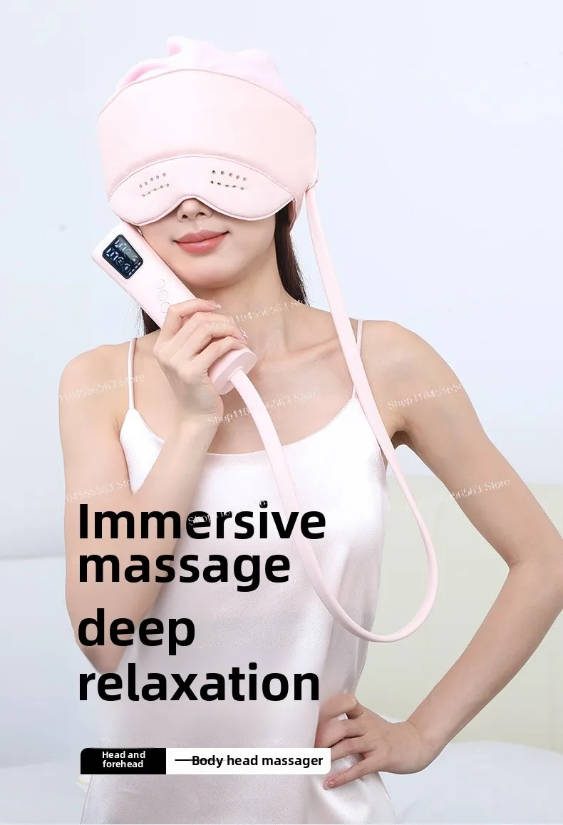 2024 最新スマートヘッドマッサージャーヘルメット - 3D 空気圧目と頭皮の緩和、温熱療法、充電、睡眠補助