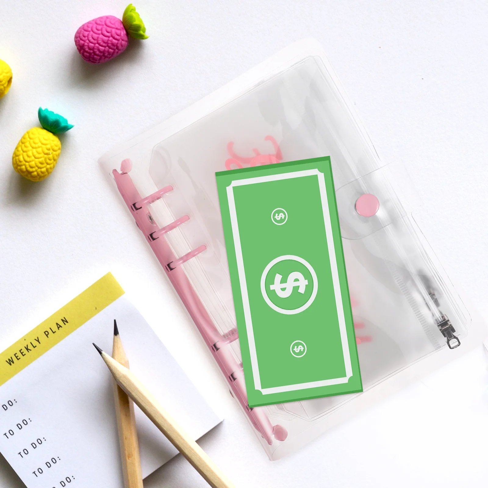 

Budget Binder Envelopes A6 12 Months PVC Loose Leaf Bags Pink Shiny Document Filing Pouches Notebook Folder Pocket Binder