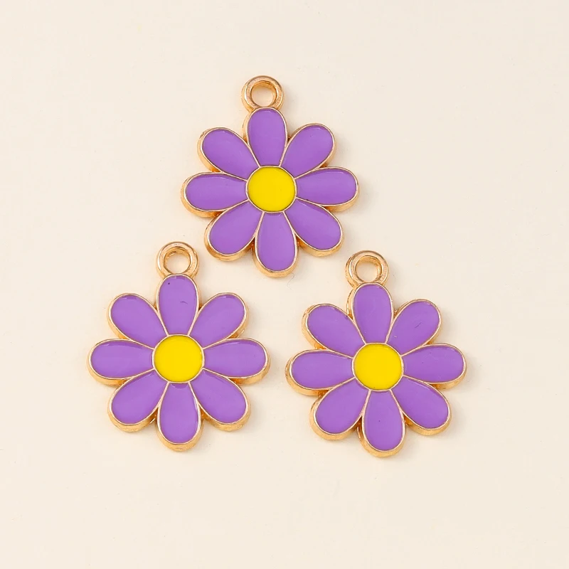 20 Stück niedliche bunte Emaille-Blumenanhänger für die Schmuckherstellung, Tropfenohrringe, Halsketten, Armbänder, DIY-Bastelzubehör ﻿ – Detail 6