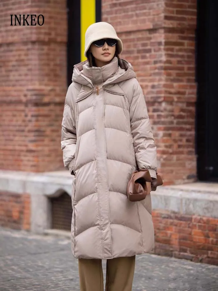 

Luxury White goose down jacket Women's Thick warm 2025 Winter Loose Long puffer coat with hooded High quality Outerwear DJ524