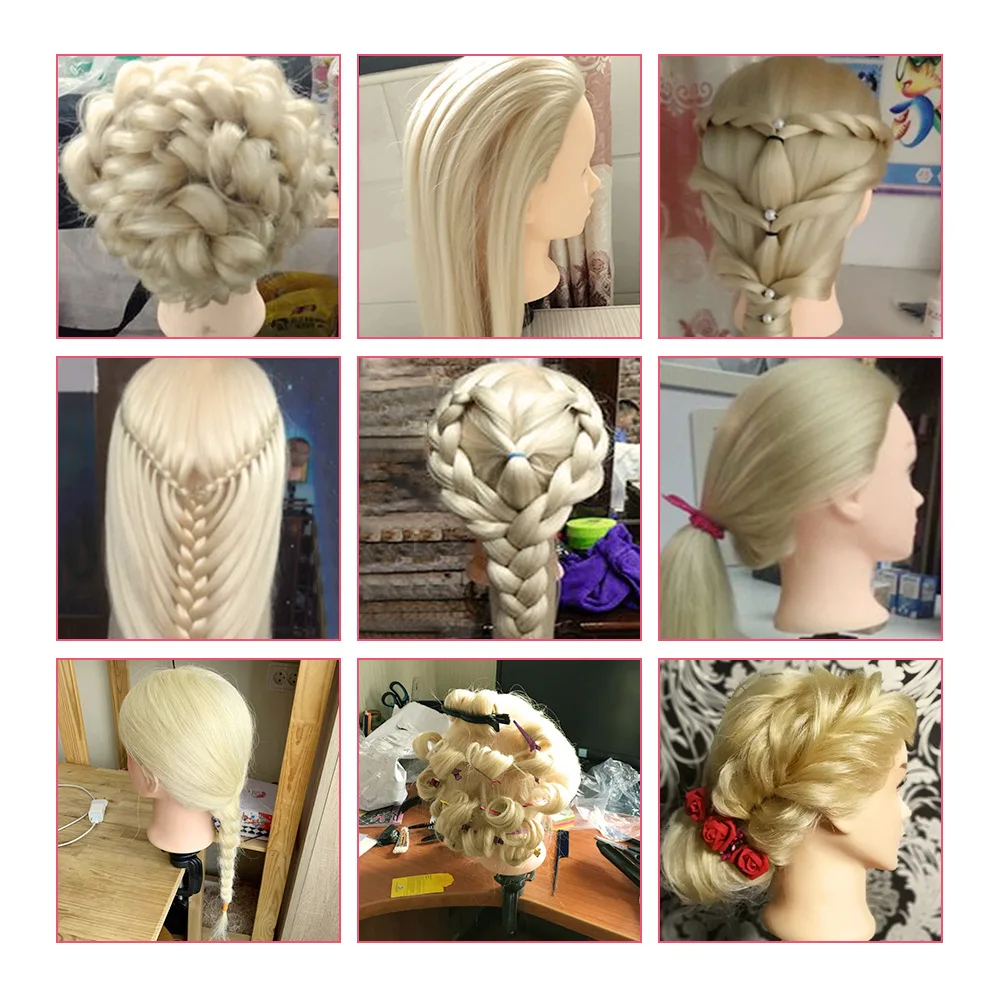 Neverland-Tête de mannequin pour perruque, 30 pouces, fibre haute température, pratique de la coupe, coiffure blonde