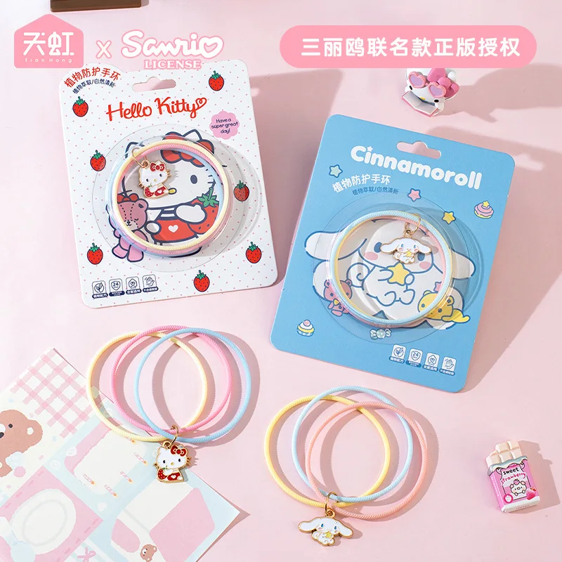 Kawaii Sanrio Hello Kitty Summer Plant Protection Bracelet Outdoor Leisure Sports Long Lasting Combination Girls Gifts Toys