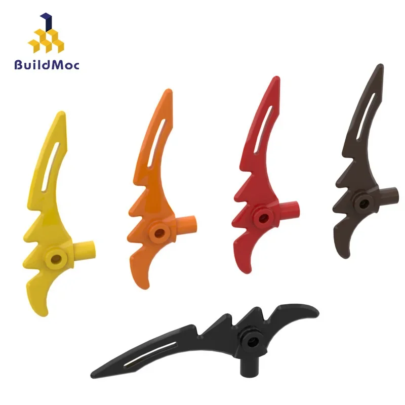 BuildMOC Building Blocks Grain 98141 Crescent blade tooth blade with serrated For Building Blocks Parts DIY Construction