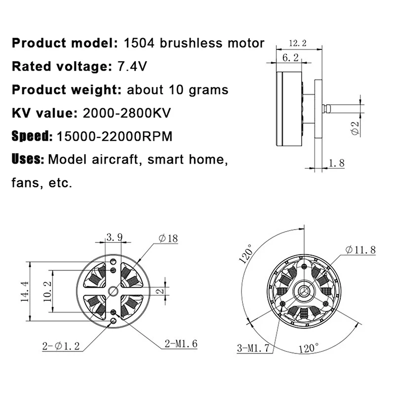 Motor sin escobillas 1504 para Dron plegable E88MAX, caja de Motor de repuesto y piezas de brazo de Motor, accesorios de cuadricóptero RC, 1 ud.