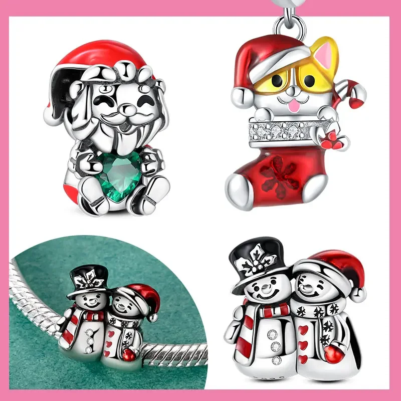 

Стерлингового Серебра 925, Рождественский Снеговик, старик, подвеска, бусины, подходят для оригинального браслета для женщин, ювелирные изделия на день Святого Валентина, подарки
