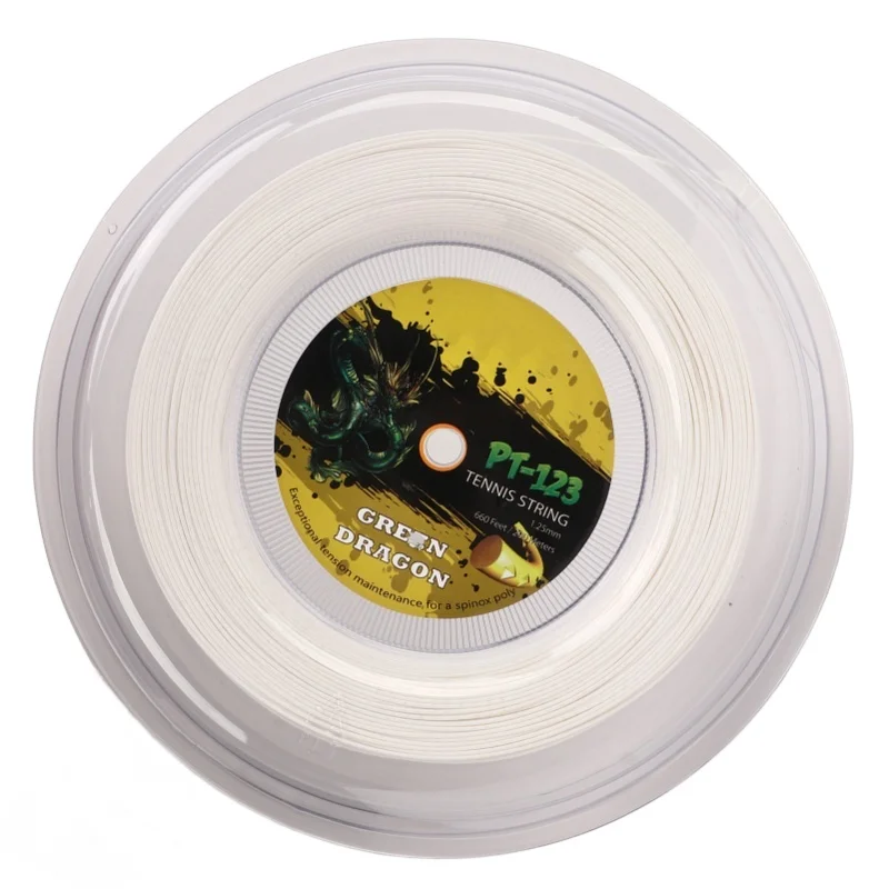 

1.25mm Tennis Racket String Double Ribbed Pattern Beat Resistant Polyester Tennis String For Teenager 200M White