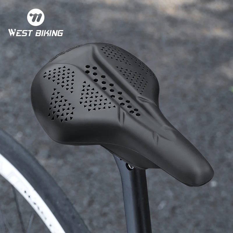 

WEST BIKING Full Silicone Saddle Cover Breathable Honeycomb Shock-Absorbing Soft Seat Cushion Anti Slip Waterproof Seat Cover