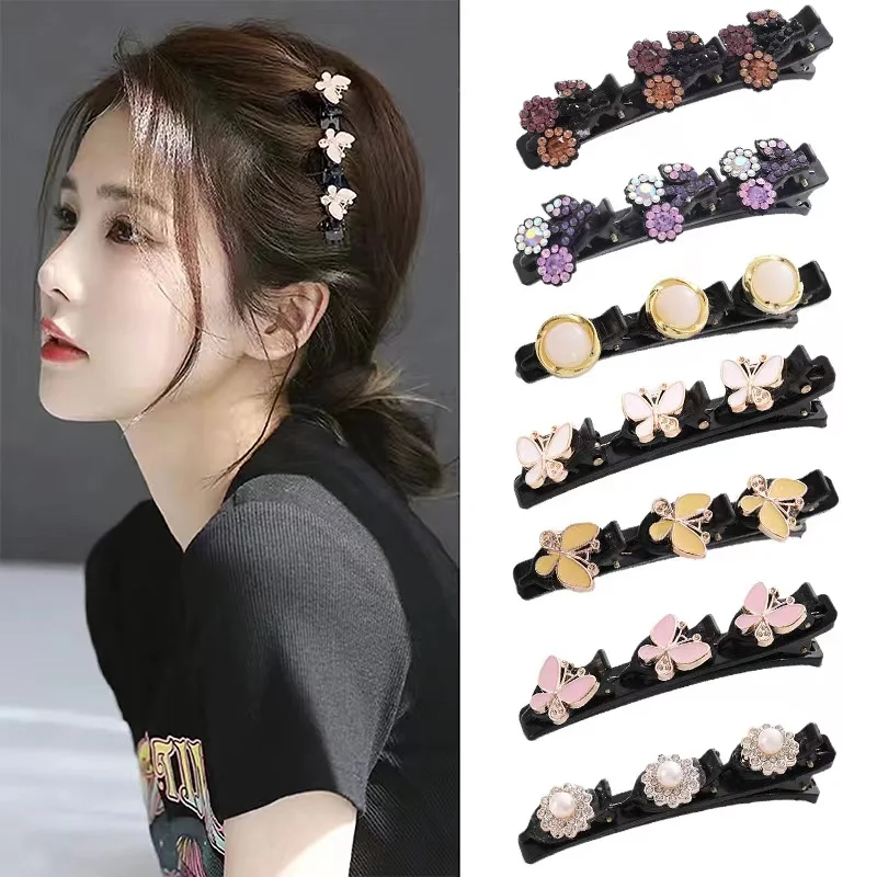 

Women Elegant Flower Pearls Braid Hairpins Sweet Hair Decorate Clips Bangs Hold Barrettes Headband Fashion Hair Accessories Set