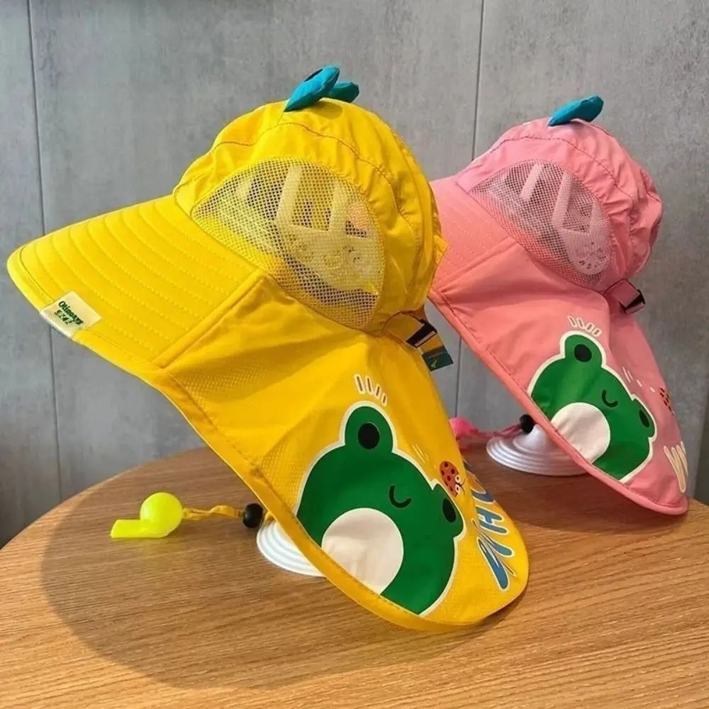 Breathable Mesh Kids Shawl Sun Hat UV Protection Adjustable Children Fisherman Hat Soft Comfortable Folding Girls Sun Hat