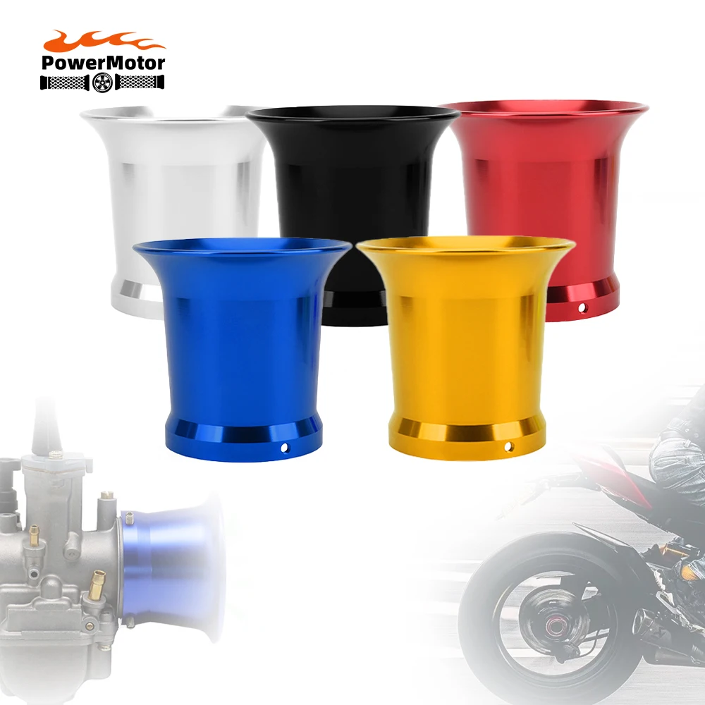 Motorcycle Carburetor Intake Trumpet CNC Aluminum Air Filter Trumpet Velocity Stack Funnel 50mm For PWK 21 24 26 28 30mm