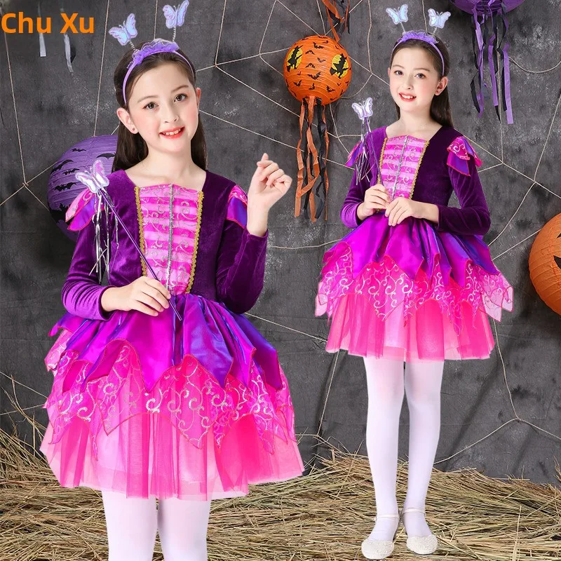 

Halloween Children's Costume Fairy Princess Skirt Outfit Makeup Ball Elf Flower Fairy Performance Clothes Toddler