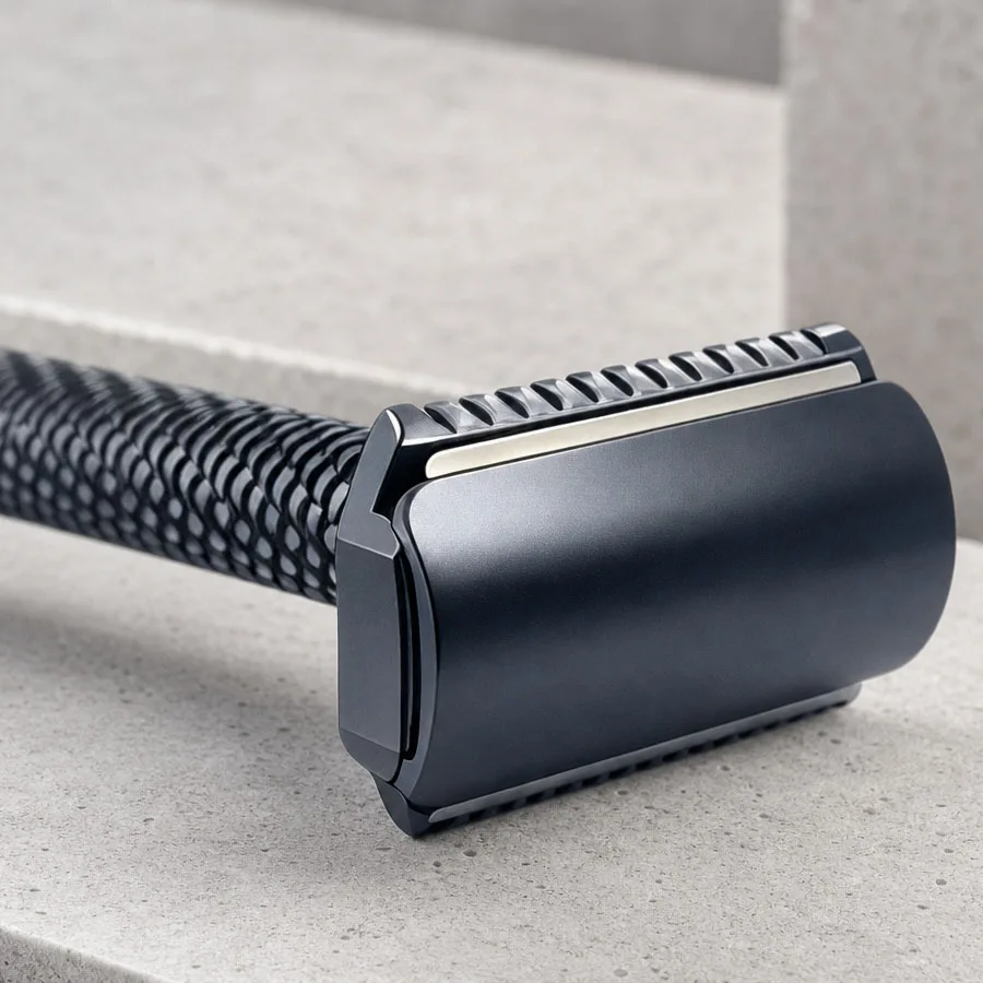 KAMPFE Aluminum Alloy Double Edge Safety Razor with 3 Replaceable Plates Adjustable Shaving Levels Manual Beard Razor for Men