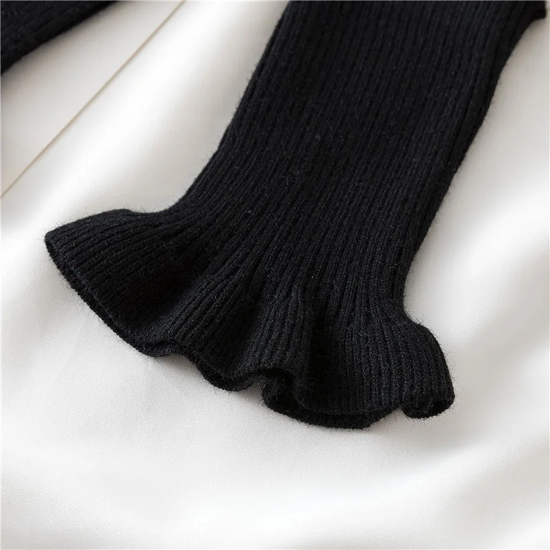 Stretch knit wrist guards, fungus edges, false cuffs, autumn and winter fashion, inner joints, cold sleeves, handmade DIY fabric