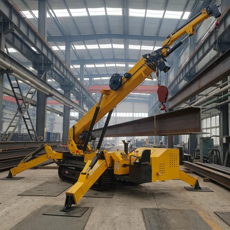 P-1133 Spider Crane 5T 12T Multi-Ton Compact Crawler Hydraulic Outrigger Wireless Remote Construction Lifting