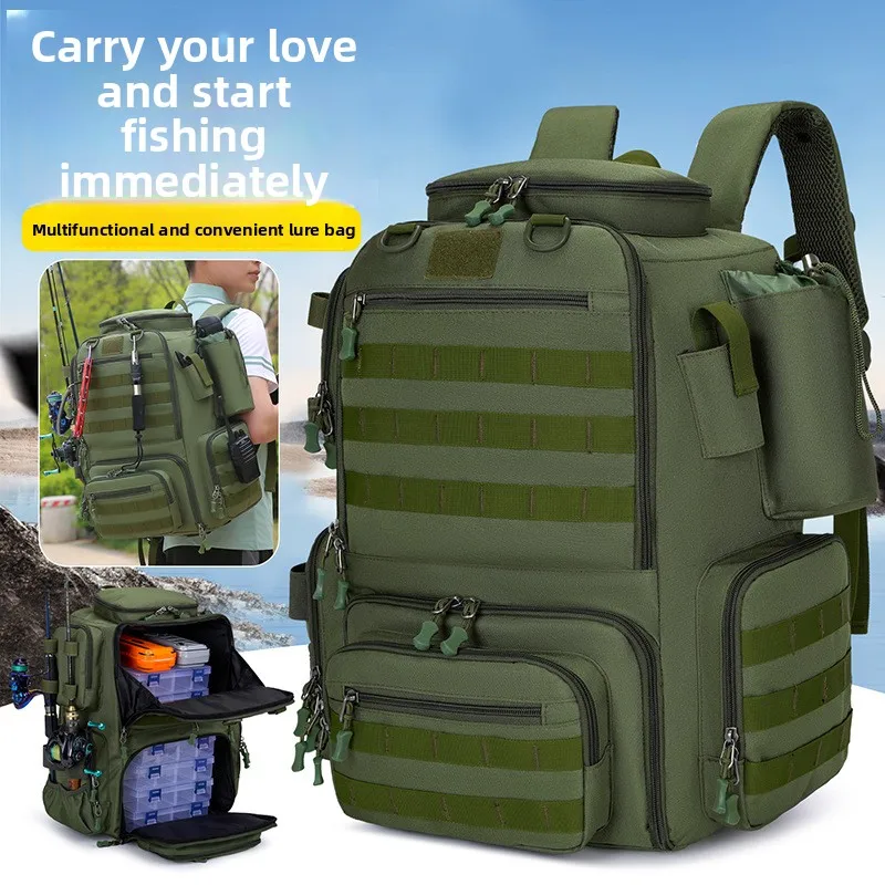Mochilas tácticas para exteriores de gran capacidad de 58L, bolso de hombro Molle para hombres y mujeres, caza, senderismo, pesca, senderismo y viajes