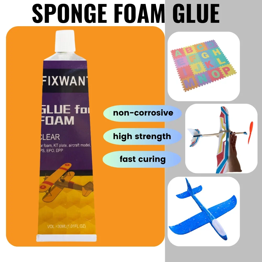 30 ml FIXWANT Schwammschaumkleber, hochfester, wasserfester Klebstoff, Perle, EVA, Baumwolle, Brett, Holz, Metall, Papier, weicher Kleber – Detail 1