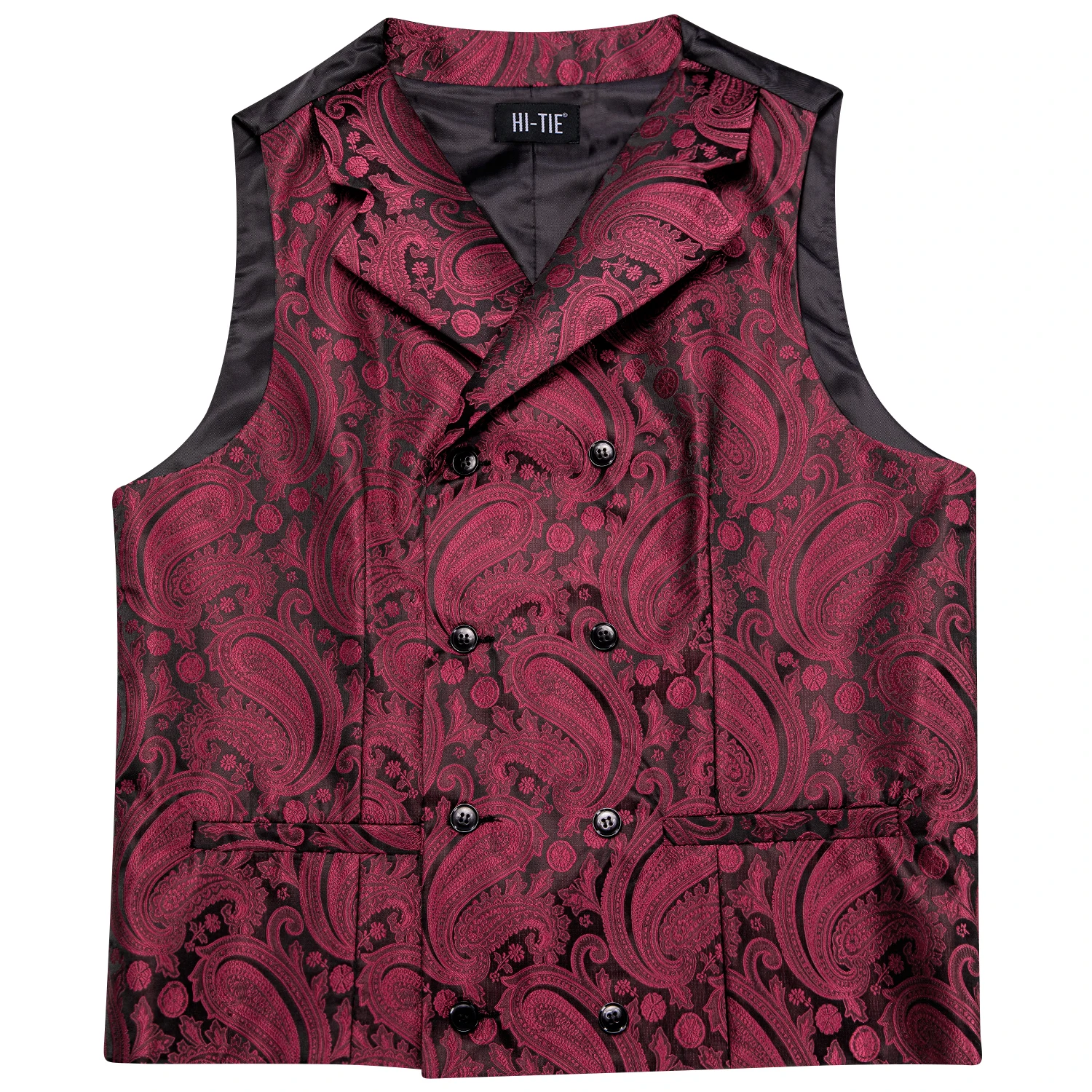 Hi-aught-Gilets Hanky pour hommes, Gilet Jacquard, lèvent de manchette, Cadeaux de créateurs, Rouge foncé, InjPaisley, ixd\'affaires, Veste de la