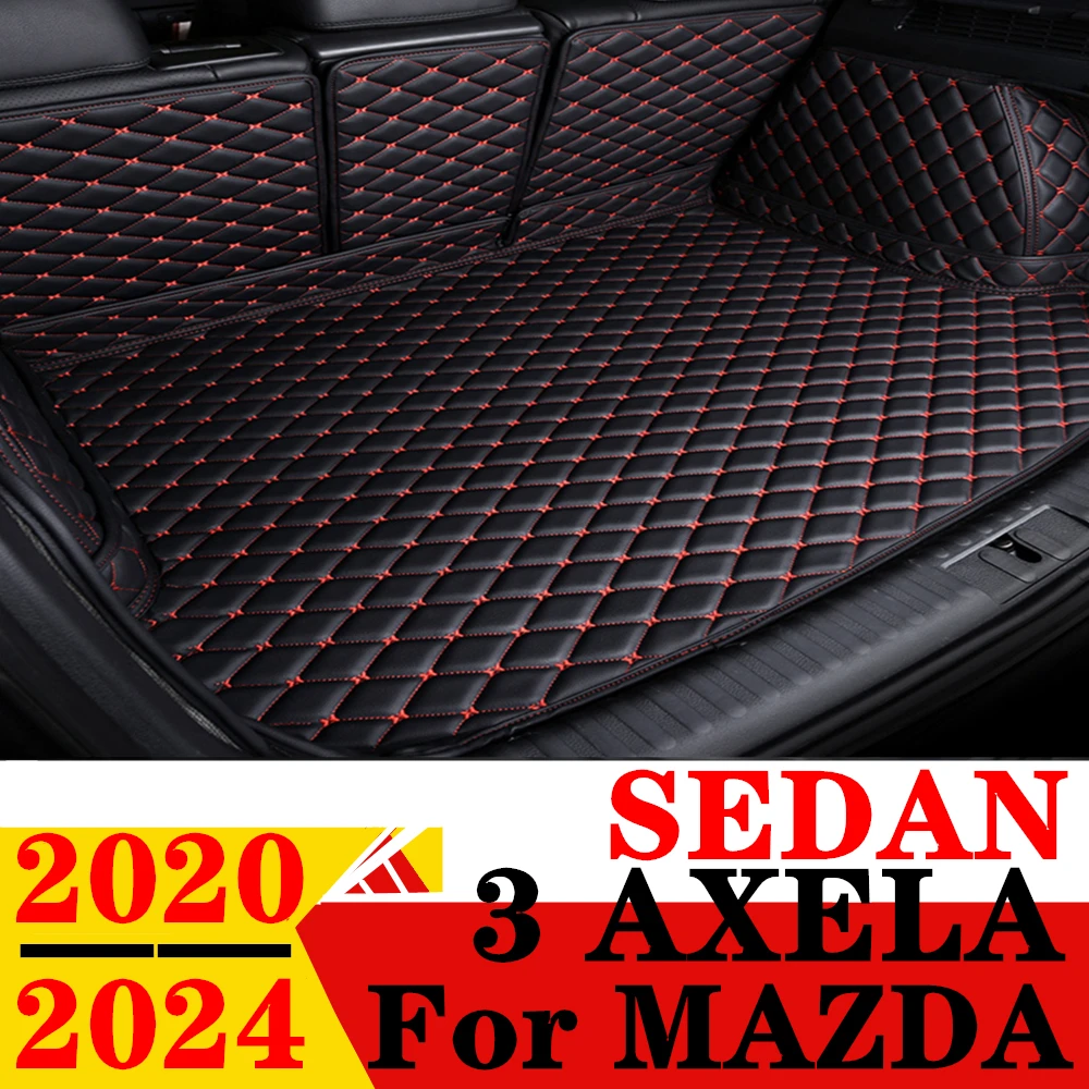 Car Trunk Mat For MAZDA AXELA Sedan 2024 2023 2022 2021 2020 Rear Cargo Cover Carpet Liner Tail Interior Parts Boot Luggage Pad