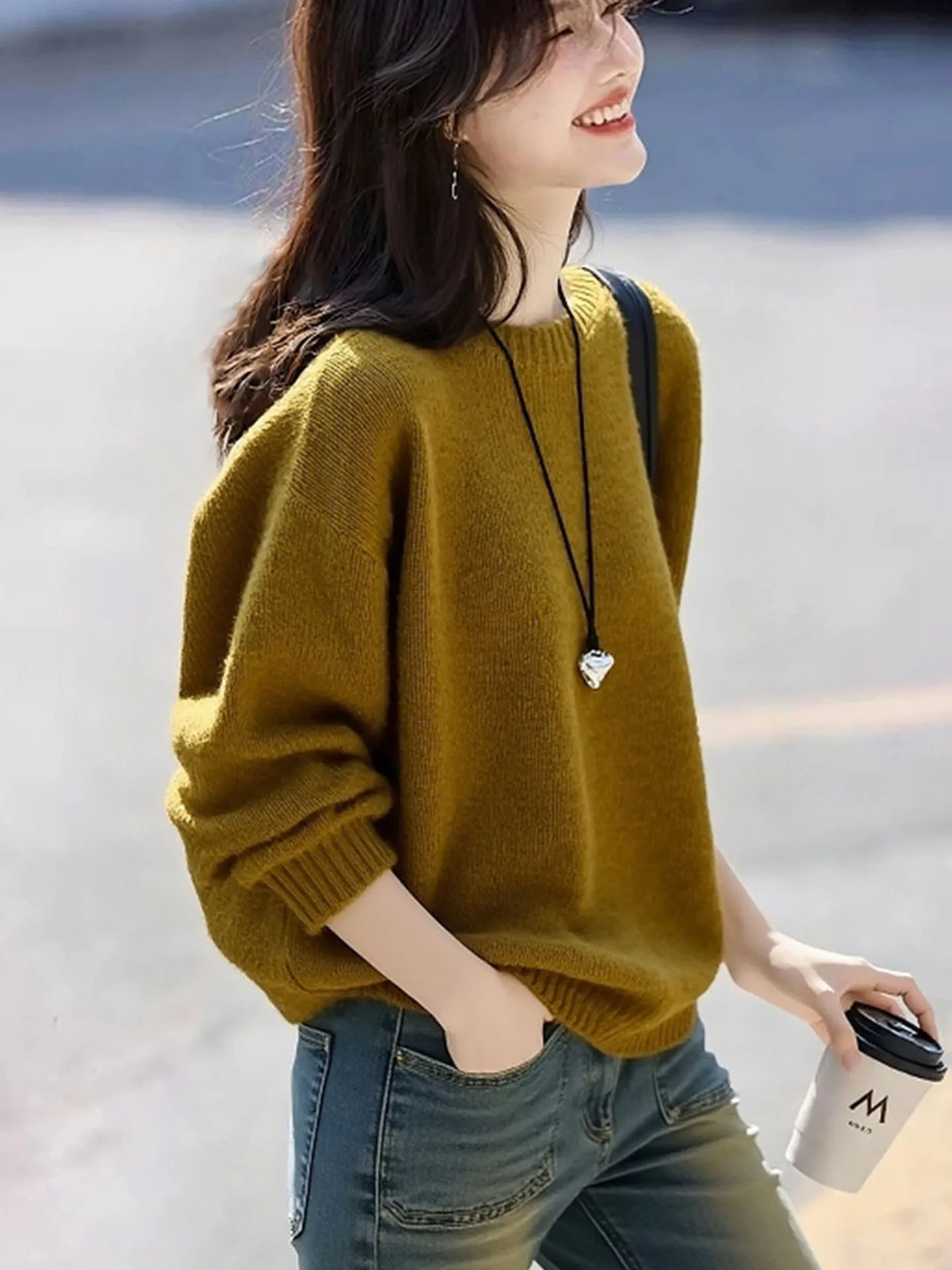 Solto longo sve camere camada base irt tripulação ne thiened confortável inverno faion diário high-end sentimento camisola