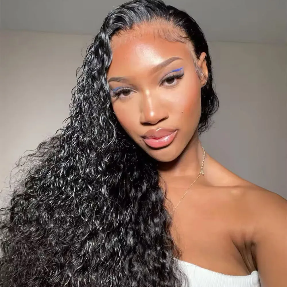 

13x6 HD Transparent Lace Frontal Wig 30 40 Inch Deep Wave Lace Front Wig 13x4 Curly Human Hair Wigs For Black Women Pre Plucked