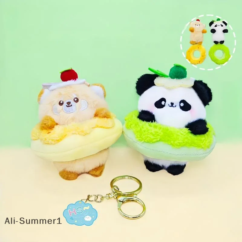 1 Uds. Lindo corazón círculo Animal colgante de felpa conejo delfín gato muñeca llavero para niñas regalos creativo bolso escolar Decoración