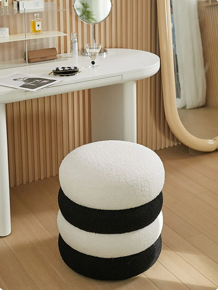 

Chessboard Pattern Shoes Changing Stool Black And White Pattern Makeup Stool Furniture Modern Living Room Storage Low Stools