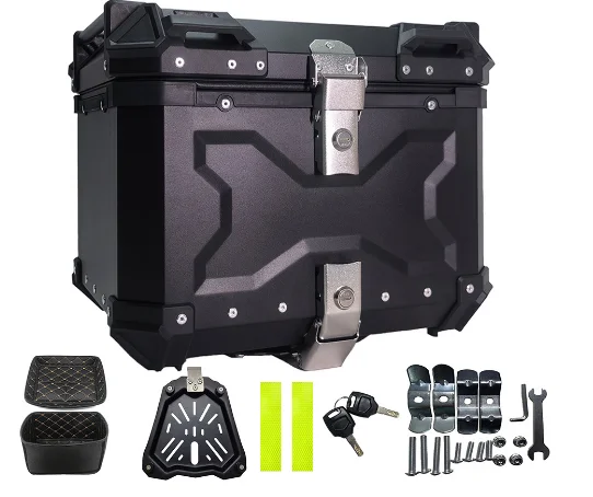 45L تنقش سبائك الألومنيوم مربع خلفي دراجة نارية مربع خلفي دراجة نارية جذع صندوق تخزين