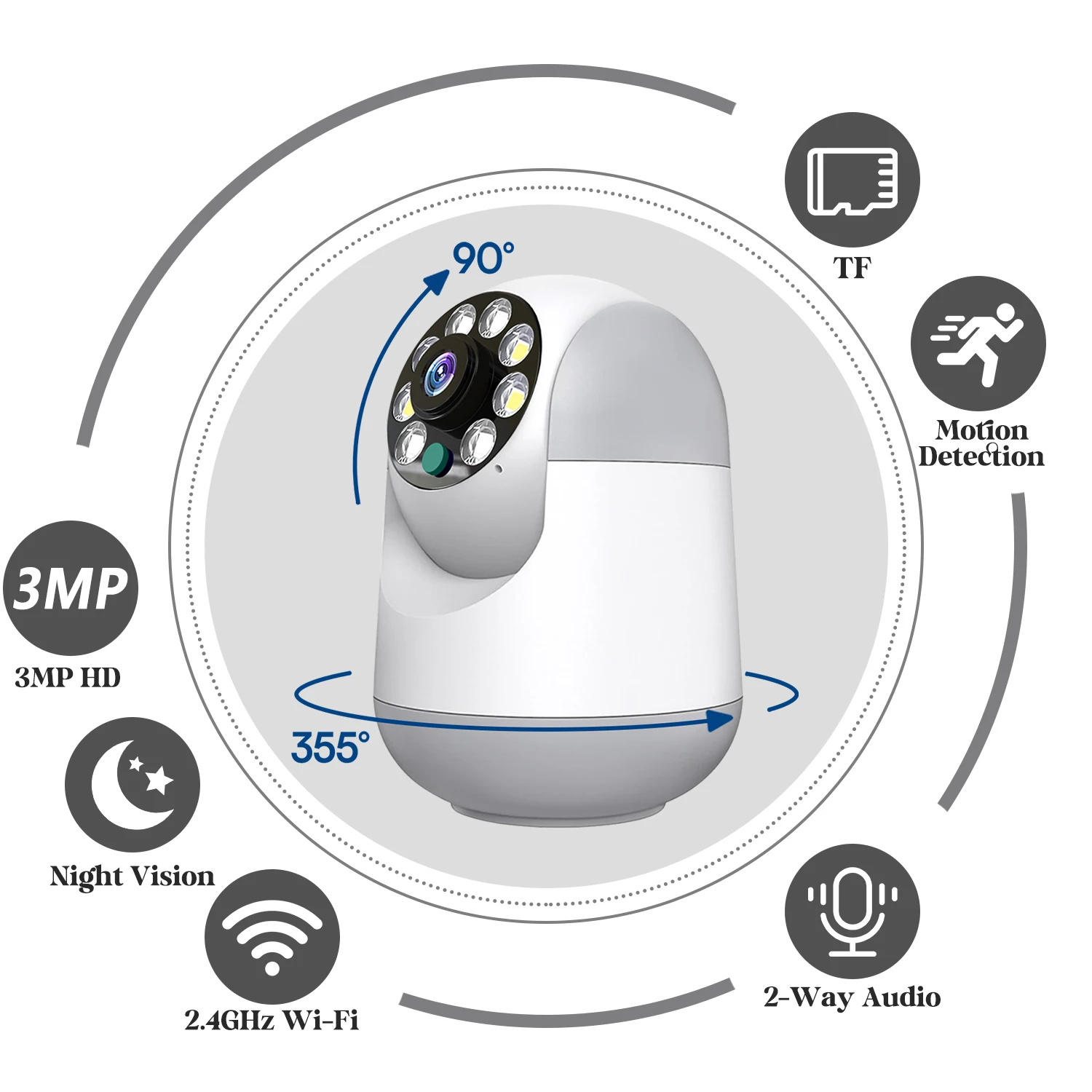 Telecamera WiFi da 4 MP Telecamera di sorveglianza IP wireless per interni Smart Home Rileva AI Tracciamento automatico Baby monitor di sicurezza PTZ da 2,4 GHz