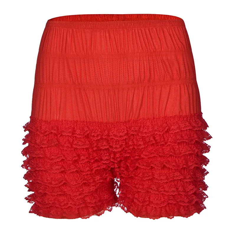 Lolita Safety Shorts Women Vintage Lace Ruffles Bloomers Pettipants Lolita Cosplay Frilly Knickers Layered Clubwear Dance Shorts view 4
