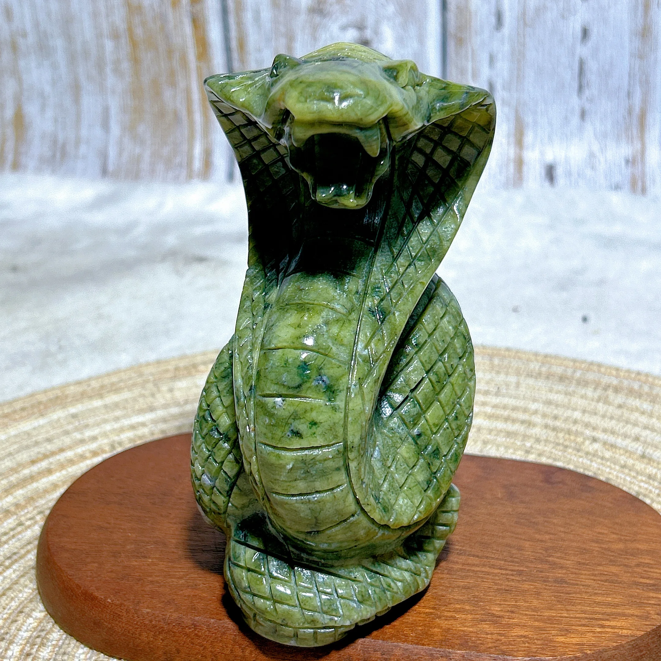 High Quality Natural Crystal Green Jasper Cobra Snake Big Carving Energy Mineral Reiki Ore Home Decorations Room Decor Gift