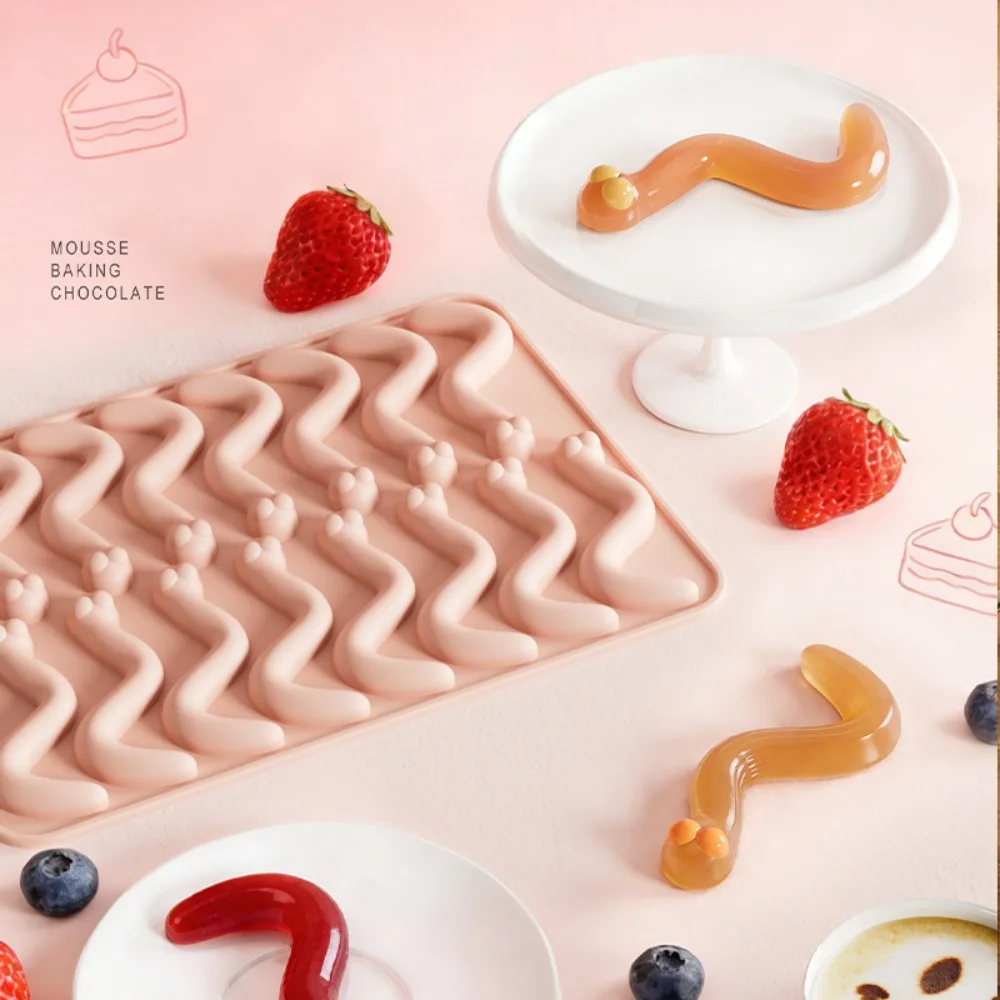 

Small Snake Silicone Candle Molds Handmade 16 Holes Worms Soap Candle Mold Gummy Candy Chocolate Cookies Fondant Baking Tools