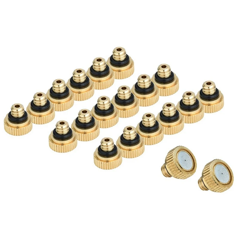 

LJL-200Pcs Brass Misting Nozzles For Cooling System 0.012 Inch(0.3 Mm) Water Spray Nozzle Sprinklers Misting Cooling