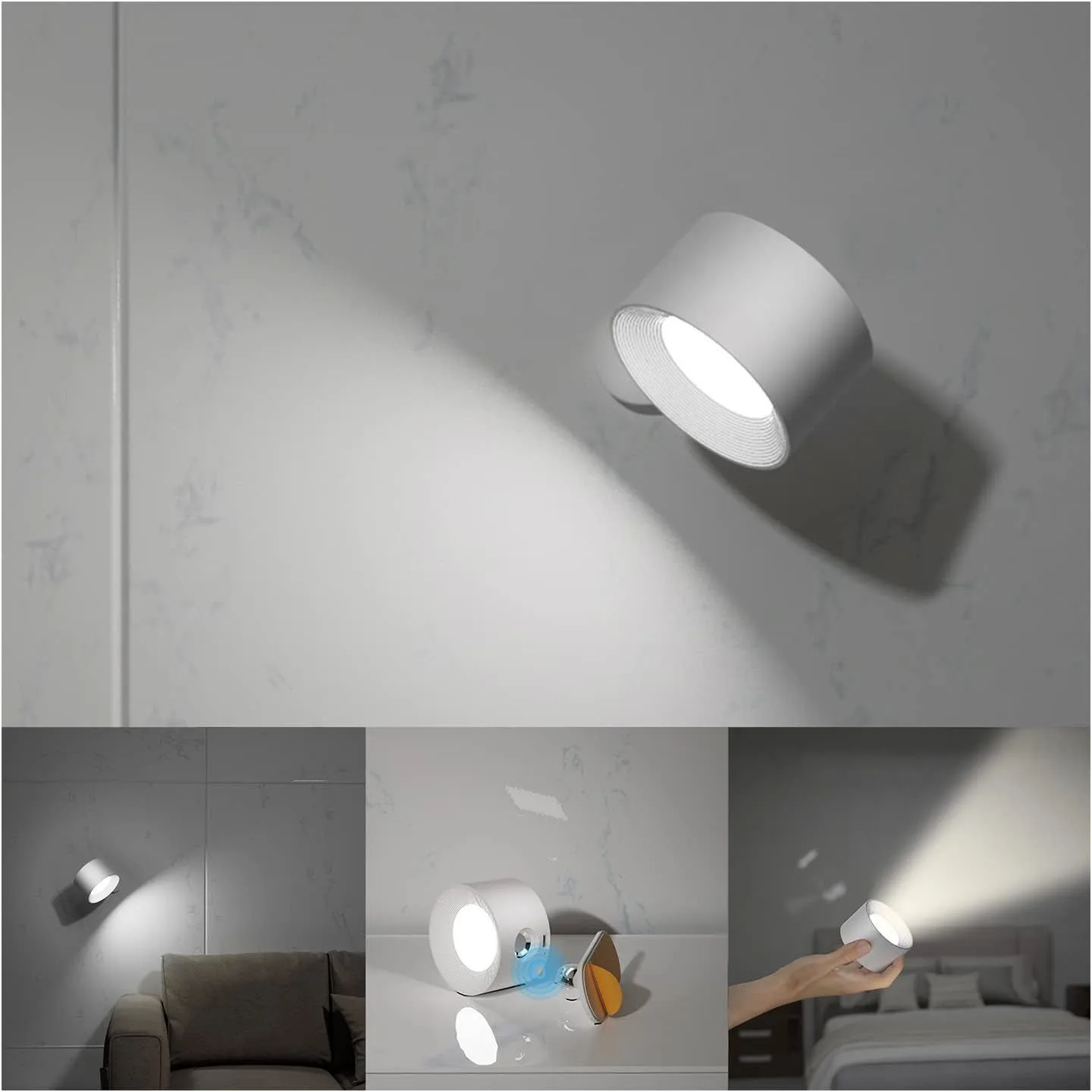 Imagem -03 - Led Wall Sconces Light Níveis de Brilho Modos de Cor 2000mah Bateria Rotativo 360 ° Touch Control