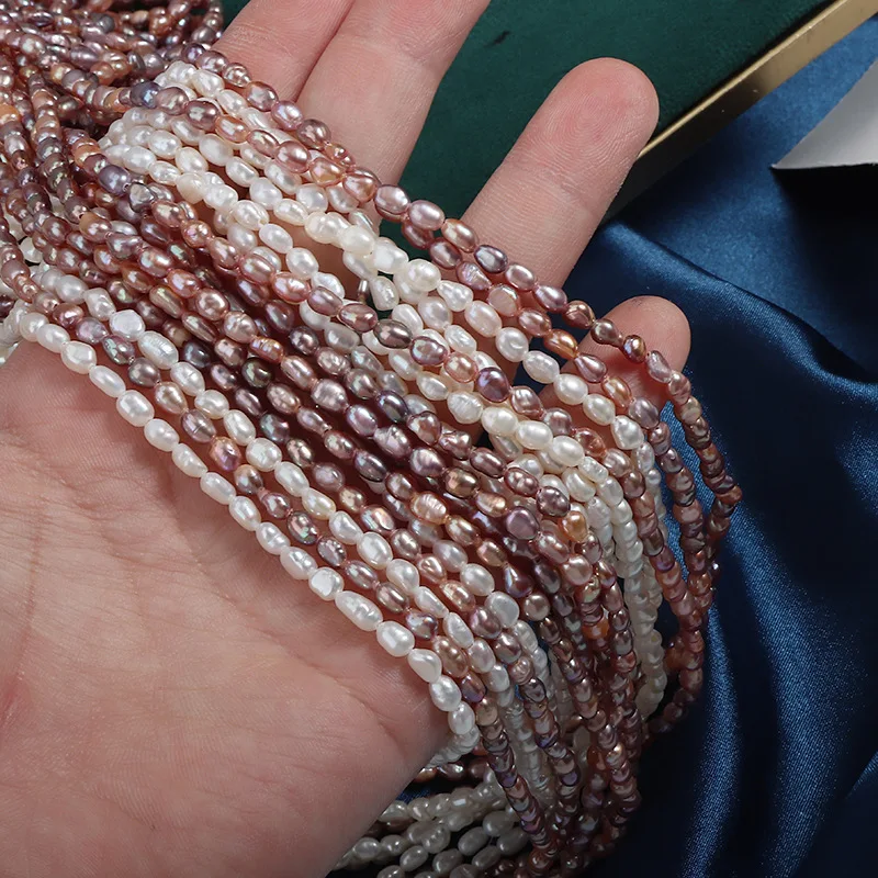 

3-4mm Straight-Hole Baroque Natural Freshwater Pearl Punch Semi-Finished Bead for Jewelry Making DIY Necklace Bracelet Accessory