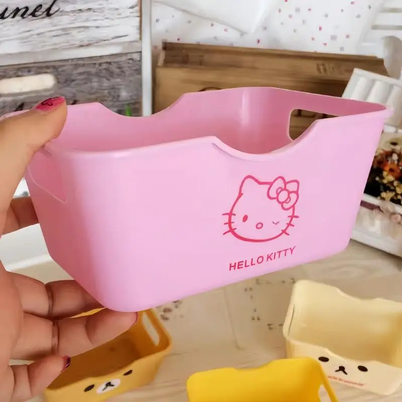 Hello Kitty Cute Cartoon Mini Rectangular Storage Box Miscellaneous Items Sorting Box Desktop Storage Basket Kawaii Toy Storage