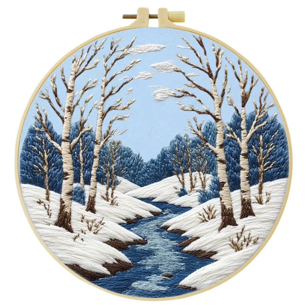 1 Stück 20X20CM/15X15CM 7,87/6,3 Zoll Schneelandschaft Stickerei Starter-Kit DIY-Kit DIY-Stickerei-Set Handarbeiten Malerei – Detail 2