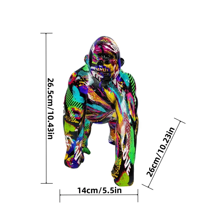 Creative Painted Graffiti Colorful Gorilla Statue Creative Decorative Crafts Home Porch Wine Cabinet TV Cabinet Decoration Gift