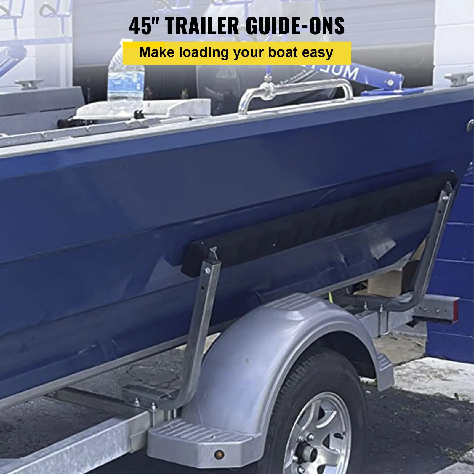 Boat Trailer Guide-ons, 2 PCS Rustproof Steel Trailer Guide ons, Trailer Guides with Carpet-Padded Boards, Mounting Parts Included, for Ski Boat, Fishing Boat or Sailboat Trailer