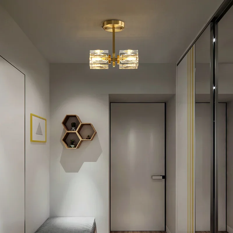 معلقة الذهب كريستال الثريا النحاس مصباح لغرفة النوم مرحاض الحمام الفاخرة الشمعدانات أضواء مرآة الجدار ضوء الممر #2