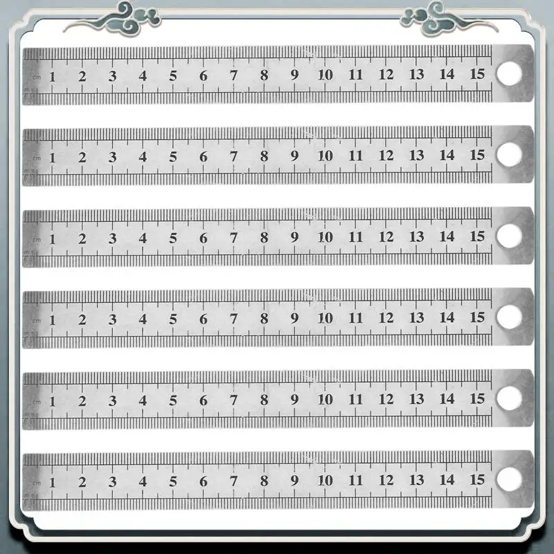 AC76-6Pcs 15Cm 6 Inch Stainless Metal Ruler Measuring Tool