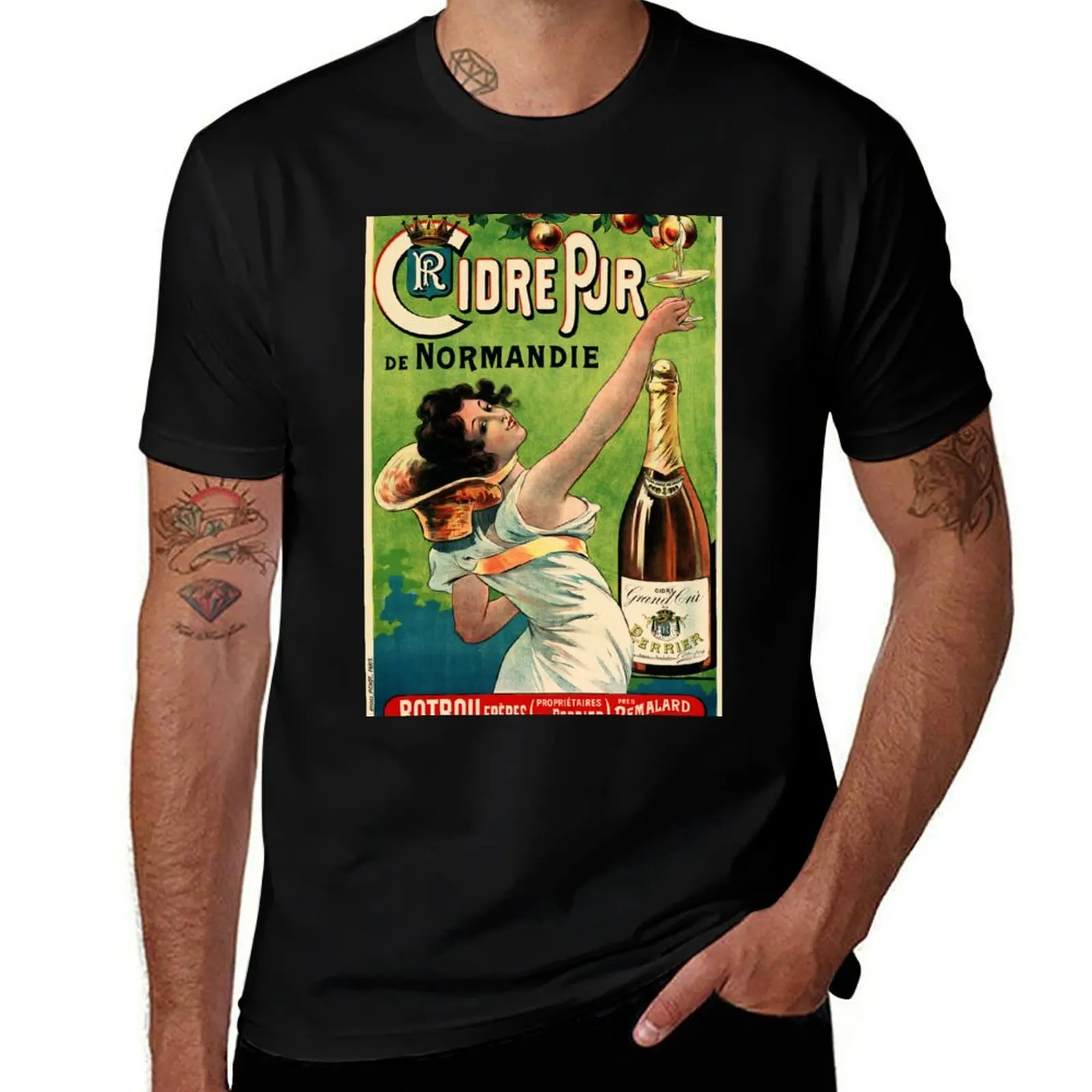 

Pure Cider Normandy PERRIER GRAND CRU 1900 French Art Nouveau Wine Poster T-Shirt funny t shirts man T-Shirt