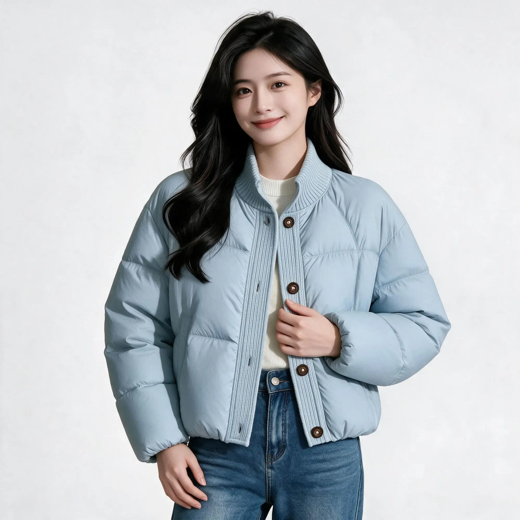 Winter Cotton-padded Jacket Female 2027 New Korean Simple Down Coat Women Parkas Stand Collar Warm Overwear Short Bread Outcoat