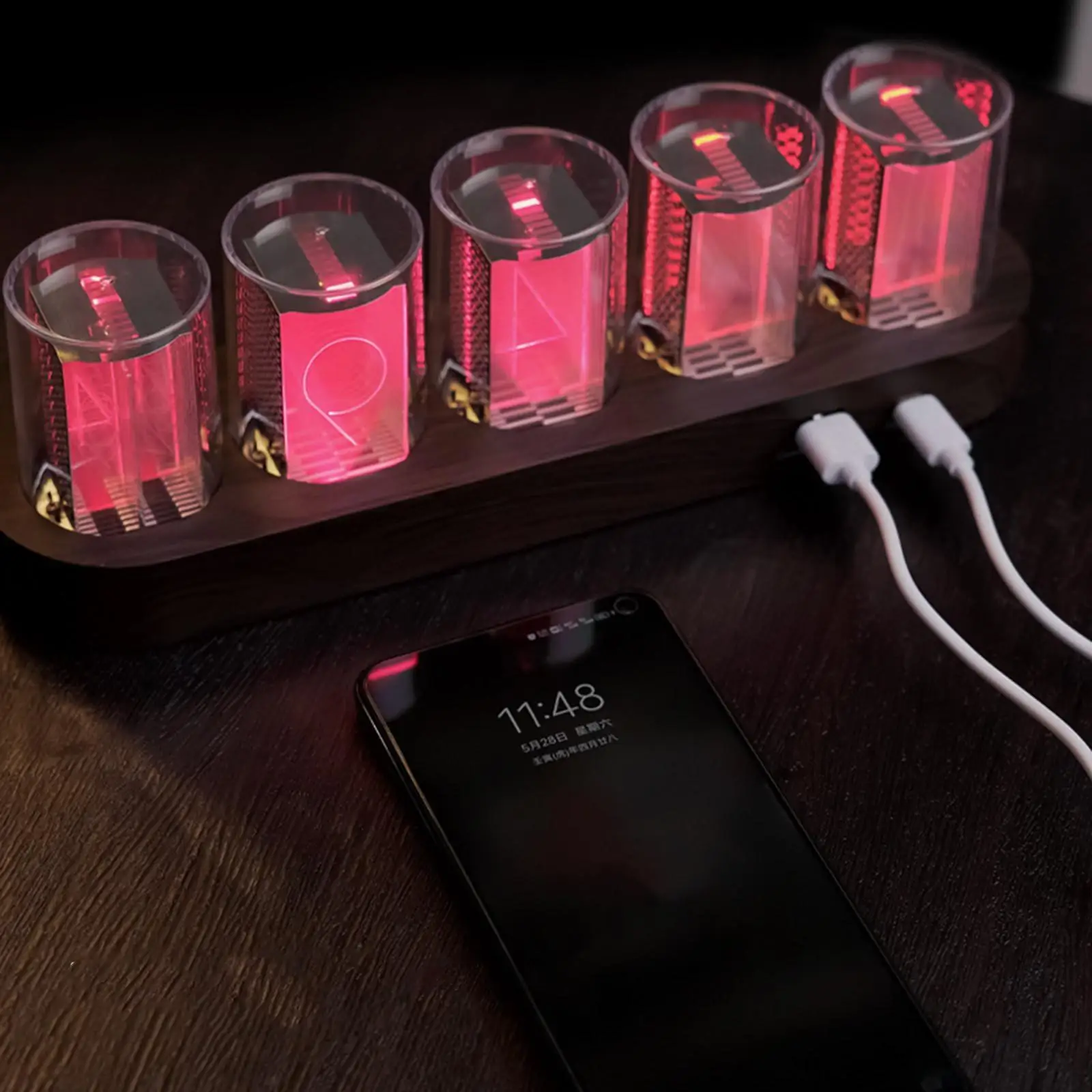 

Nixie Tube Clock Multi Mode Adjustment USB Interface Creative Digital Tube Electronic Clock for Bookshelf Game Lover Bedroom