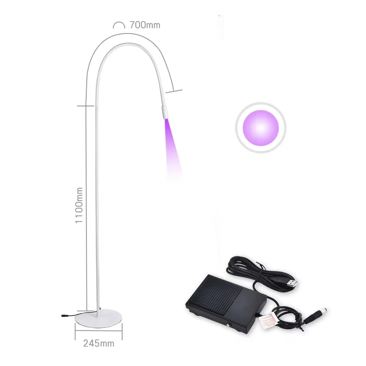 USB UV Ultraviolet Light LED UV Glue Curing Light Beauty Eyelash manicure False Eyelashes Grafting Foot Step Switch Floor Lamp