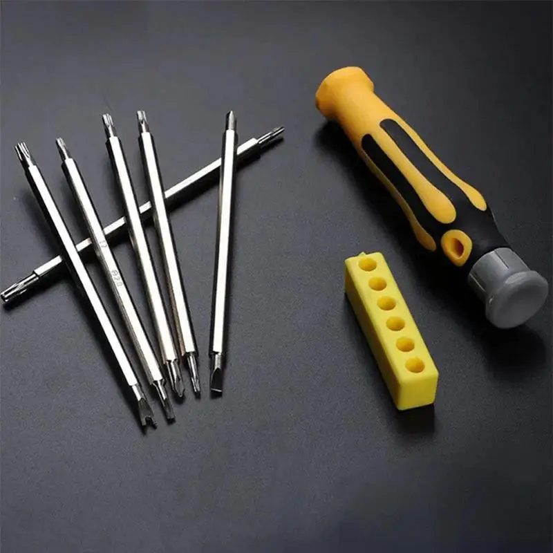 6 in 1 Set Safety Tamper-Proof Magnetic Screwdriver Bit Hex Torx Screwdriver Head Flat Hand Tool