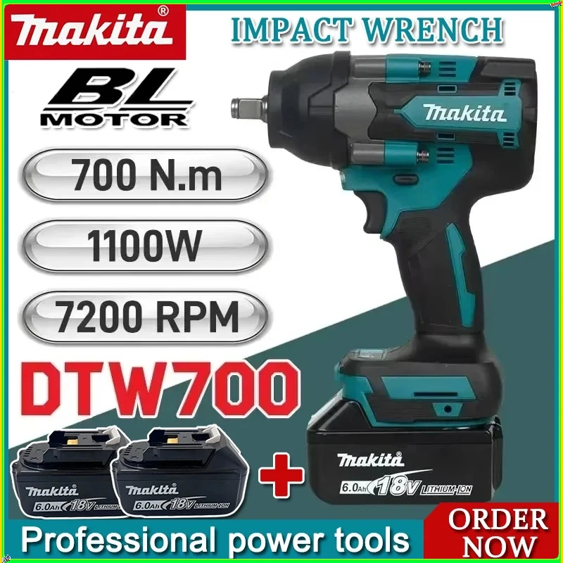 

Аккумуляторная дрель-шуруповерт Makita DTW700, бесплатная доставка, мощный электроинструмент с высоким крутящим моментом, бесщеточный электрический гайковерт для аккумуляторов Makita
